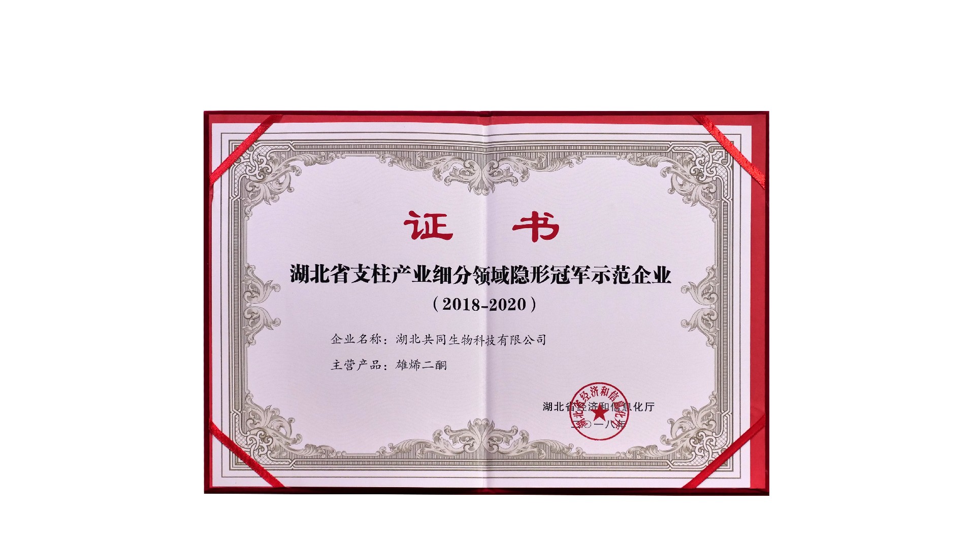 （生物）湖北省支柱产业细分领域隐形冠军示范企业证书（2018-2020）.jpg